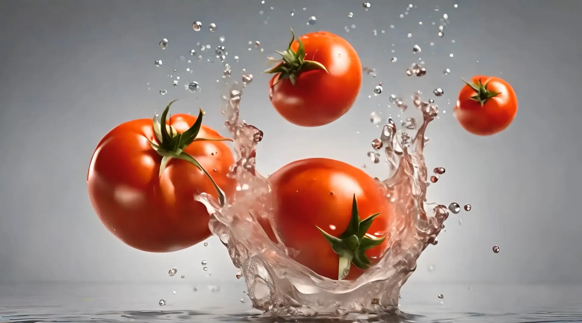 Ripe Tomatoes Dropping into Water Cinematic Video Clip